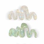 Load image into Gallery viewer, Radhu & Kabby Wavy Hair Claw Clips for Women | Pearl Finish Transparent Hair Clutcher for Thick & Thin Hair | Pack of 2 Stylish Hair Accessories