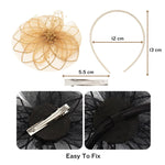 Load image into Gallery viewer, Radhu & Kabby Fascinator Hat for Girls/Women | Set of 1 Elegant Pearl & Mesh Bow Design | Brown Hat with Alligator Clips & Headband