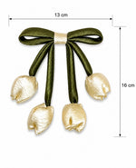 Load image into Gallery viewer, Radhu & Kabby White Tulip Hair Bow Clip for Women | Elegant Hair Bow with Secure Metal Clip | Pack of 1