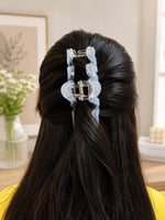 Load image into Gallery viewer, Radhu & Kabby Wavy Hair Claw Clip Set for Women | Iridescent Acrylic Hair Clutchers with Strong Hold | Stylish Hair Accessories | Pink & Blue | Pack of 2