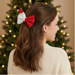 Load image into Gallery viewer, Santa Hat Style Hair Bow Xmas Accessory for Girls & Women - Red & White Design 1 Pcs