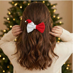 Load image into Gallery viewer, Santa Hat Style Hair Bow Xmas Accessory for Girls & Women - Red & White Design 1 Pcs