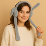 Load image into Gallery viewer, Radhu & Kabby Grey Bunny Ear Muffs | Warm, Furry & Lightweight for WinterWear | Pack of 1