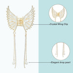 Load image into Gallery viewer, Butterfly Hair Clutcher with Pearl Chain and White Coloured Stones - Golden Finish