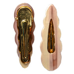 Load image into Gallery viewer, Gold & Pink Tic Tac Hair Clip Hairpin Stylish Scalloped Design 1 Pair