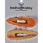 Load image into Gallery viewer, Gold & Pink Tic Tac Hair Clip Hairpin Stylish Scalloped Design 1 Pair