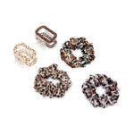 Load image into Gallery viewer, Animal Print Satin Scrunchies & Claw Clips Combo for Women | Stylish Hair Accessories