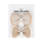 Load image into Gallery viewer, Radhu & Kabby Elegant Bow Hair Clips for Girls | Set of 2 Neutral Toned Bows with Soft Finish