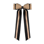 Load image into Gallery viewer, Stylish Tan & Black Hair Bows – Floral Ribbon Clips for Girls & Elegant Looks