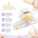 Load image into Gallery viewer, Radhu & Kabby Seashell Hair Claw Clip Set for Women | Pearl Accent Strong Hold Hair Clutchers