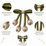 Load image into Gallery viewer, Radhu & Kabby Beige Tulip Hair Bow Clip for Women | Satin Floral Tassel Hair Accessory | Pack of 1