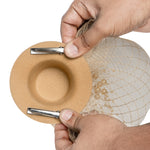 Load image into Gallery viewer, Radhu & Kabby Fascinator Hat for Women | Brown Hat with Pearl Embellishments, Mesh Bow | Two Alligator Clips for Grip