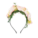 Load image into Gallery viewer, Radhu & Kabby Pink Floral Hair Tiara Headband for Girls/Women | Elegant Accessory for Haldi, Weddings, Photoshoots, Baby Showers & Parties