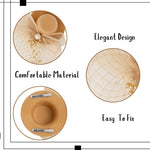 Load image into Gallery viewer, Radhu & Kabby Fascinator Hat for Women | Brown Hat with Pearl Embellishments, Mesh Bow | Two Alligator Clips for Grip