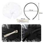 Load image into Gallery viewer, Radhu & Kabby Elegant White Fascinator Hat for Girls/Women | Pearl Mesh Flower Design | Party Accessory