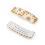 Load image into Gallery viewer, Radhu & Kabby Embroidered Daisy Hair Clips | Beige Base with White & Green Floral Thread Work