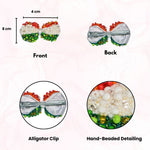 Load image into Gallery viewer, Radhu & Kabby Tricolor Hair Bows for Girls | Beaded Clip for Patriotic Look | 1 Pc