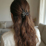 Load image into Gallery viewer, Radhu & Kabby Floral Hair Claw Clips for Girls/Women | Set of 2 Stylish Mini Clutchers | Elegant Rhinestone Embellished Design