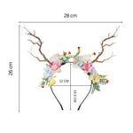 Load image into Gallery viewer, Radhu & Kabby Christmas Floral Antler Headband | Fantasy Deer Horn Hairband with Flowers & Leaves | Pack of 1 Soft, Lightweight Accessory