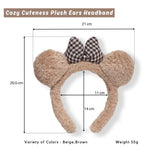 Load image into Gallery viewer, Kids' Teddy Bear Hairband with Checkered Bow Design Beige Colour One Piece