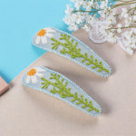 Load image into Gallery viewer, Radhu & Kabby Floral Embroidery Hair Clips | Handmade Tic-Tac Pins for Girls & Women
