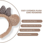Load image into Gallery viewer, Kids' Teddy Bear Hairband with Checkered Bow Design Beige Colour One Piece