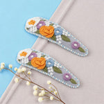 Load image into Gallery viewer, Radhu & Kabby Colorful Embroidery Hair Clips | Handmade Tic-Tac Pins for Girls & Women