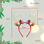 Load image into Gallery viewer, Christmas Red Reindeer Antler Hairband with Pom-Poms & Ornaments - Festive Accessory One Piece