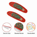 Load image into Gallery viewer, Radhu & Kabby Red Embroidered Floral Hair Clips for Women & Girls