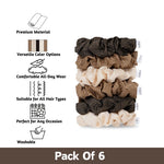 Load image into Gallery viewer, Radhu & Kabby Polyester Hair Scrunchies for Women | Set of 6 Elegant Neutral Shades | Hair Ties for Everyday & Special Occasions