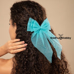 Load image into Gallery viewer, Handmade Hair Bows for Women Blue Beige Pink Colour Set of 3