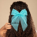 Load image into Gallery viewer, Hair Bows for Women/Girls Blue & Brown Colour Set of 2