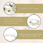 Load image into Gallery viewer, Radhu & Kabby Hair Tiara for Girls & Women | White Daisy & Green Leaf Design | Boho-Inspired Adjustable Tiara