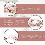 Load image into Gallery viewer, Radhu & Kabby Pink Daisy Floral Hair Tiara for Girls & Women | Artificial Flower Crown with Ribbon Tie | Elegant Hair Accessory for Weddings, Photoshoots & Parties