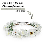Load image into Gallery viewer, Radhu & Kabby White Floral Hair Tiara for Girls/Women | Delicate Artificial Flower Crown with Ribbon Tie | Elegant & Lightweight Headpiece