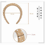Load image into Gallery viewer, Radhu & Kabby Elegant Beige Jute Fabric Hairband Decorated with White Pearls | Stylish Hair Accessory for Girls & Women