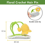 Load image into Gallery viewer, Radhu & Kabby Handmade Crochet Yellow Bloom Flower Tic Tac Hair Clip for Girls/Women