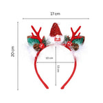 Load image into Gallery viewer, Radhu & Kabby Christmas Reindeer Headband | Festive Antlers with Santa Hat, Pinecones & Glitter Decor | Soft, Lightweight & Comfortable Hairband