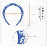Load image into Gallery viewer, Radhu & Kabby Elegant Blue Hairband with White Floral Embroidery for Women & Girls