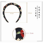 Load image into Gallery viewer, Radhu & Kabby Black Floral Embroidered Hairband | Handmade Headband for Women & Girls