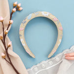 Load image into Gallery viewer, Radhu & Kabby Classic Beige Floral Embroidered Hairband for Women & Girls