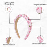 Load image into Gallery viewer, Radhu & Kabby Elegant Pink Floral Embroidered Hairband for Women & Girls