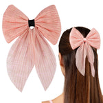 Load image into Gallery viewer, Hair Bows Clip for Girls Pink Colour Set of 1