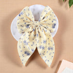 Load image into Gallery viewer, Satin Hairbow Clip Beige Floral Print Set of 1