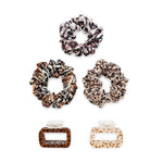 Load image into Gallery viewer, Animal Print Satin Scrunchies & Claw Clips Combo for Women | Stylish Hair Accessories