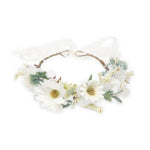 Load image into Gallery viewer, Radhu & Kabby Hair Tiara for Girls & Women | White Daisy & Green Leaf Design | Boho-Inspired Adjustable Tiara