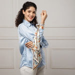 Load image into Gallery viewer, Ivory Floral Silk Scarf for Women | Lightweight Elegant Neck Accessory
