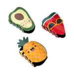 Load image into Gallery viewer, Quirky Fruit Hair Claw Clips – Pineapple, Avocado & Watermelon Set of 3