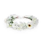 Load image into Gallery viewer, Radhu & Kabby White Floral Hair Tiara for Girls/Women | Delicate Artificial Flower Crown with Ribbon Tie | Elegant & Lightweight Headpiece