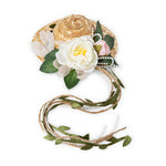 Load image into Gallery viewer, Decorative Floral Straw Hat Hair Clip with Pearl Strings & Leafy Twine Tails